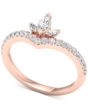 image of Diamond Marquise Cluster Chevron Statement Ring (1/2 ct. t.w.) in 14k Rose Gold