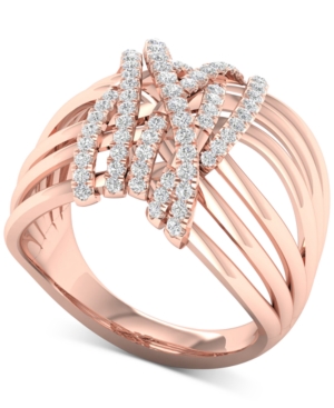 image of Diamond Multi-Row Statement Ring (3/8 ct. t.w.) in 10k Rose Gold
