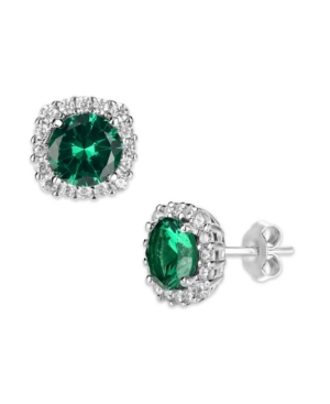 Giani Bernini Multi Colored Cubic Zirconia Cushion Shape Stud Earring In Sterling Silver In Green
