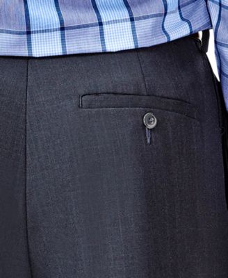 Men's ECLO Stria Classic Fit Pleated Hidden Expandable Waistband Dress Pants