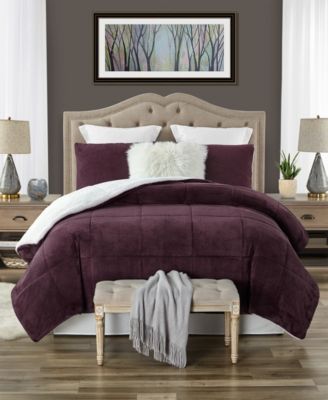 Exquisite Plush Faux Fur Sherpa Reversible Comforter Set Bedding