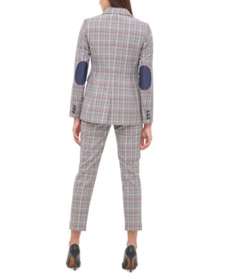 Tommy Hilfiger Plaid One-Button Elbow-Patch Blazer