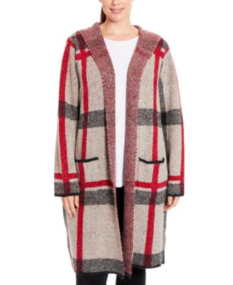 Plus Size Plaid Sweater Coatigan