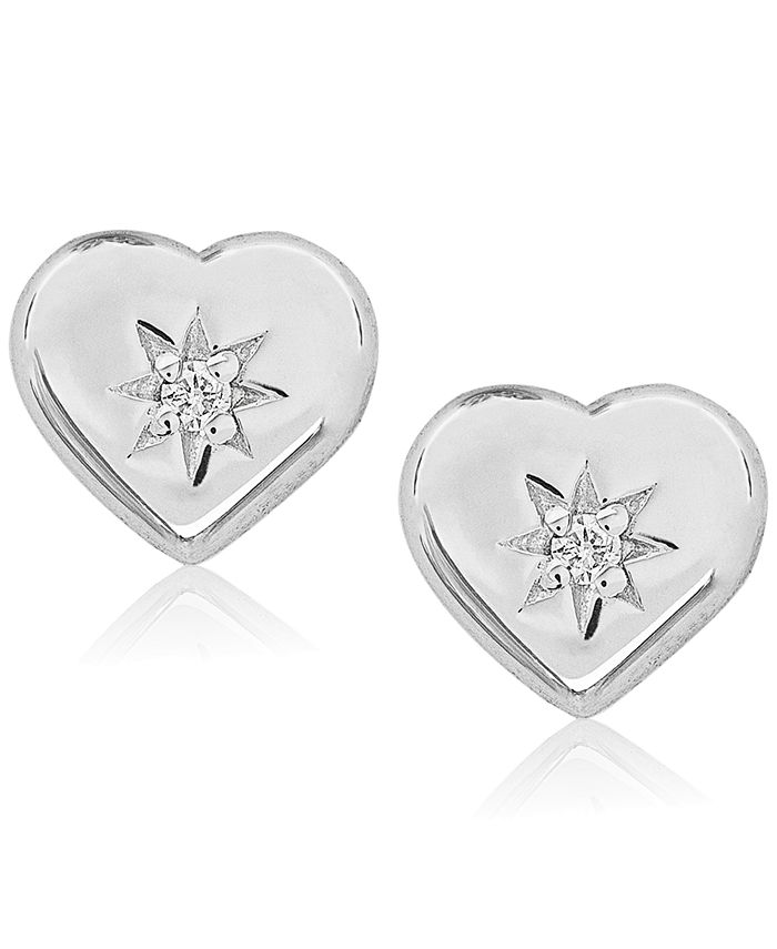 Rhona Sutton - Children's Diamond Accent Heart Stud Earrings in Sterling Silver
