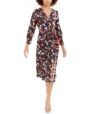 French Connection - Anneli Mixed-Print Drape Dress
