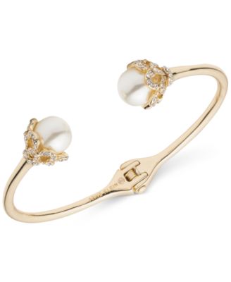 Anne Klein - Gold-Tone Pav&eacute; & Imitation Pearl Cuff Bracelet