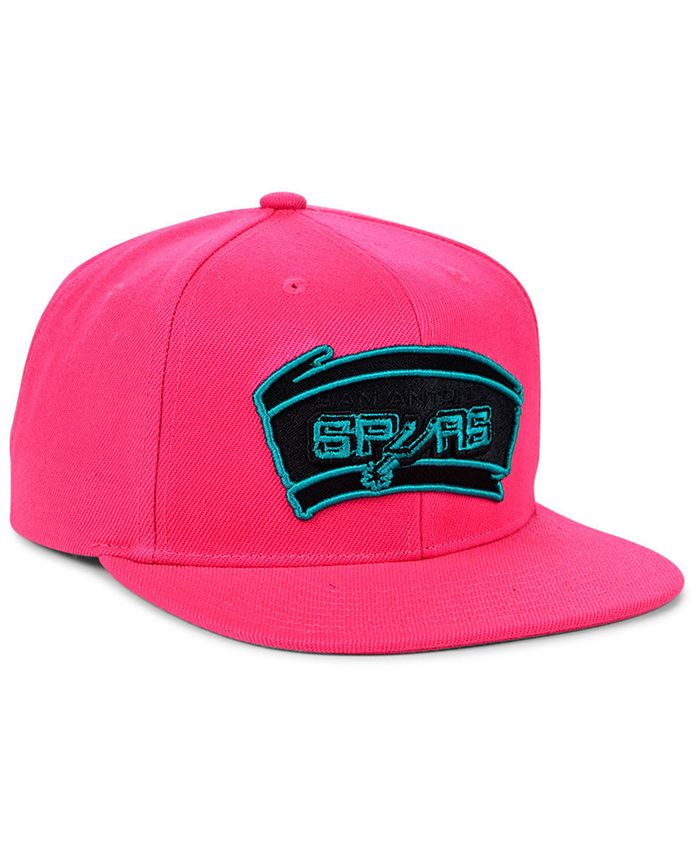 Mitchell & Ness San Antonio Spurs JUMBOTRON Snapback Hat - Teal/Pink Adjustable Cap