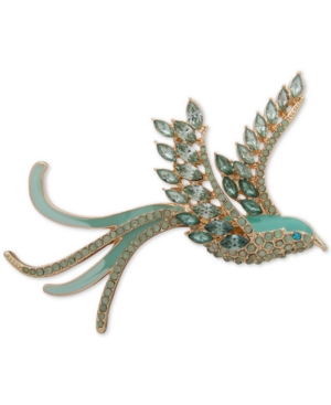 image of Anne Klein Gold-Tone Crystal & Stone Flying Bird Pin