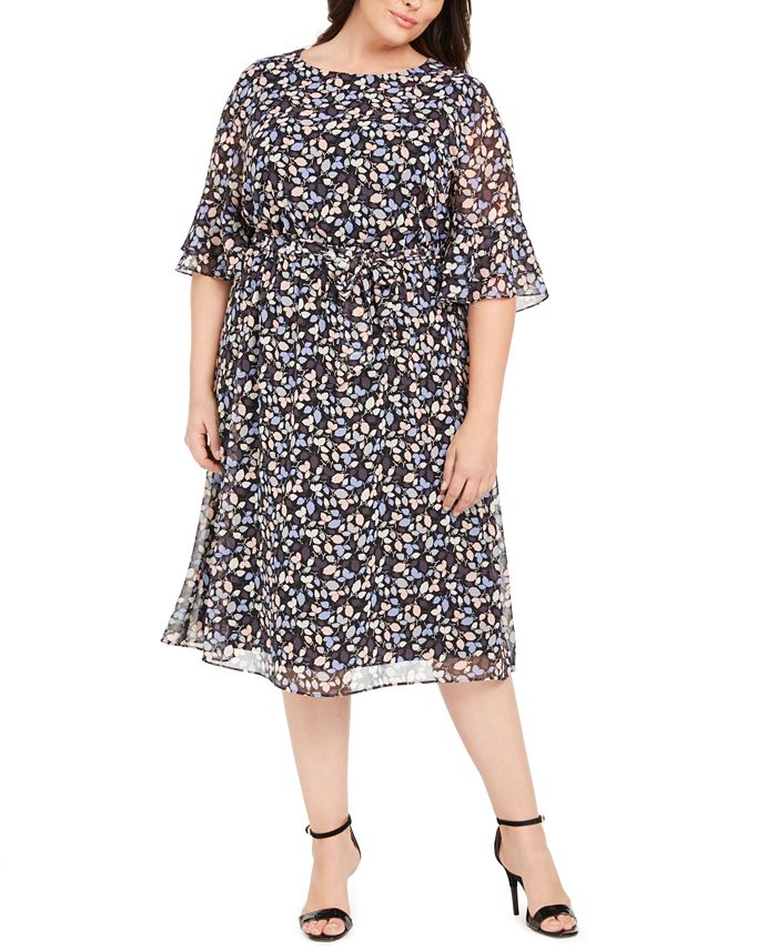 Anne Klein Plus Size Mayfair Floral-Print A-Line Dress - Macy's