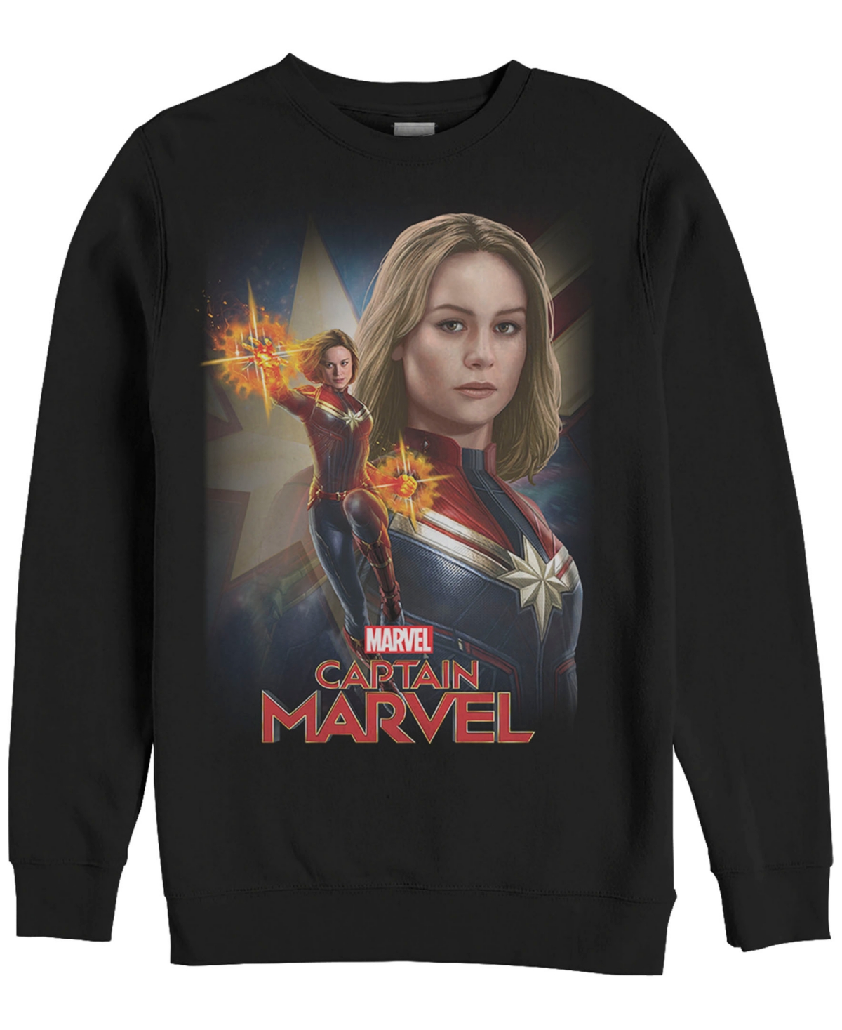 Marvel Men's Captain Marvel American Poster, Crewneck Fleece