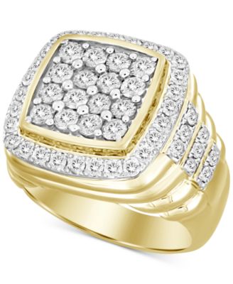 Macy's - Men's Square Cluster Ring (3 ct. t.w.) in 10k Gold