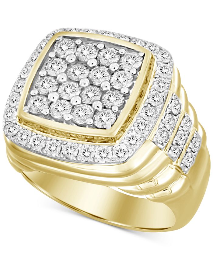 Macy s Men s Square Cluster Ring 3 ct. t.w. in 10k Gold Macy s