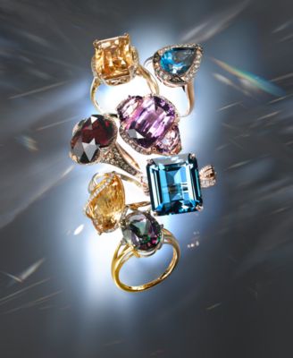 Amethyst (5 ct. t.w.) and Diamond Accent Oval Ring in 14k Gold (Also Available in Mystic Topaz, Blue Topaz, & Prasolite)