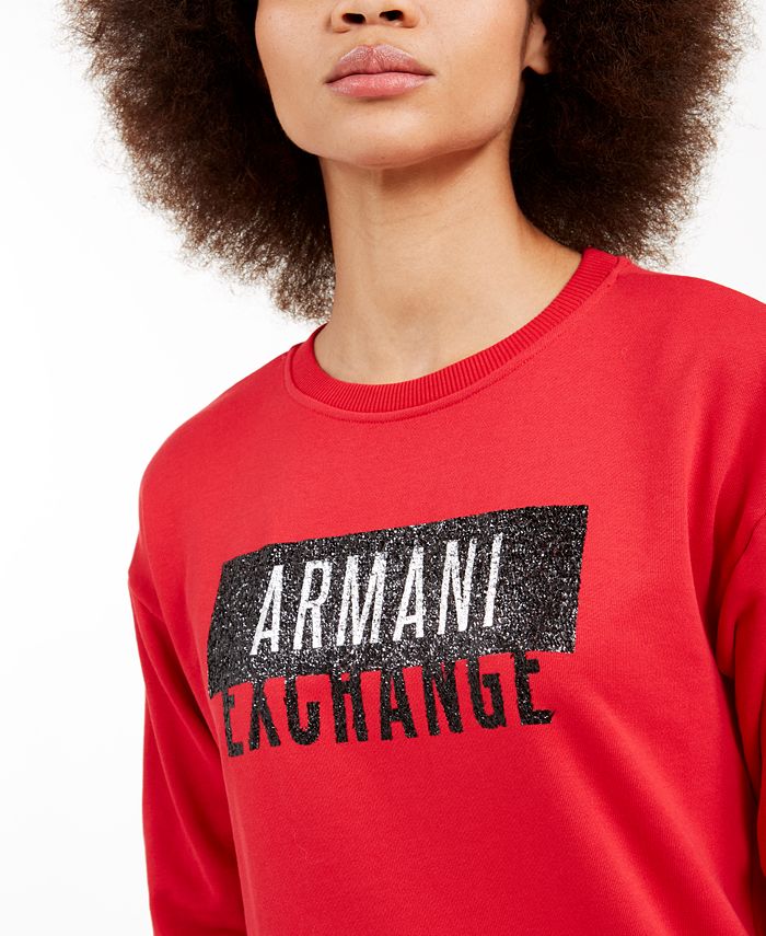 A|X Armani Exchange Glitter Sweatshirt Dress - Macy's