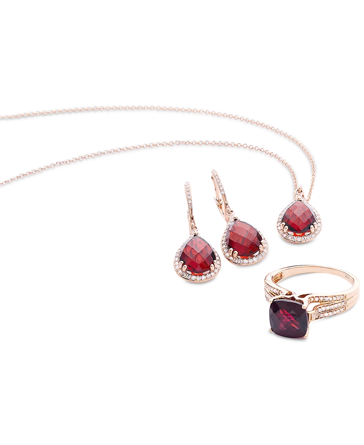 Merlot by Effy(4-1/5 ct. t.w.) and Diamond (1/8 ct. t.w.) Pear Pendant in 14k Rose Gold - Garnet