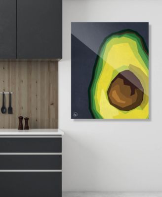 Large Sliced Graphic Avocado on Blue 24" x 36" Acrylic Wall Art Print