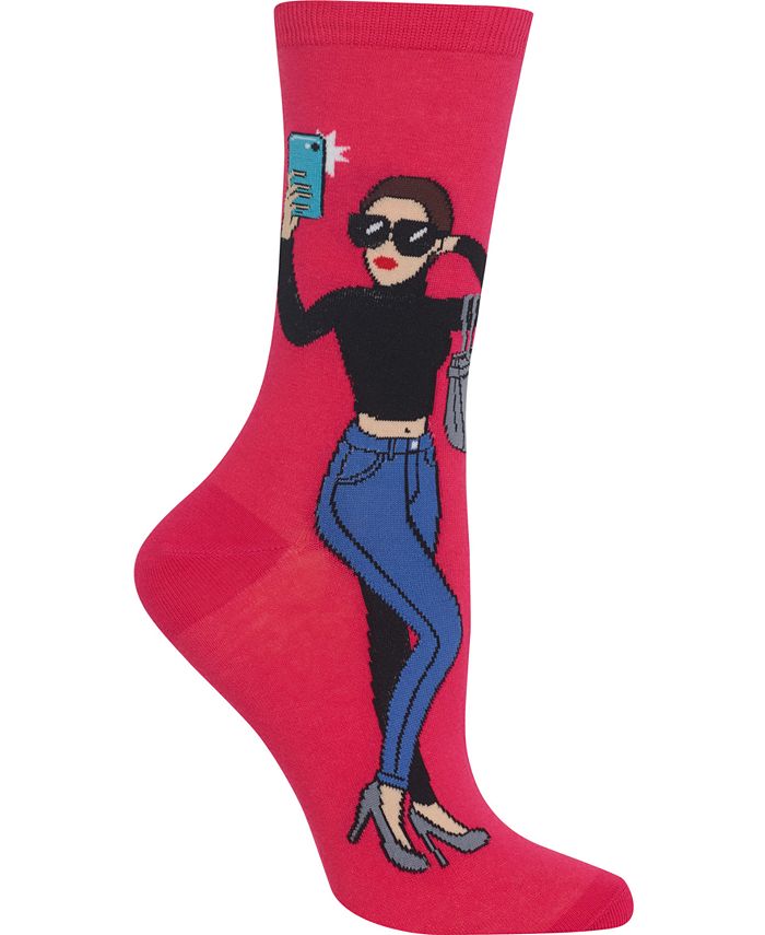 Hot Sox Women's Novelty Crew Socks – Italian Pastries Pattern, Fits Shoe Sizes 4-10.5