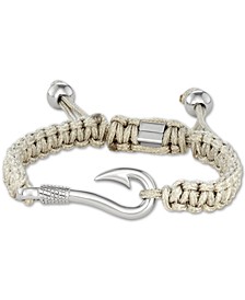 Men's Steel Hook & Cord Bolo Bracelet in Stainless Steel