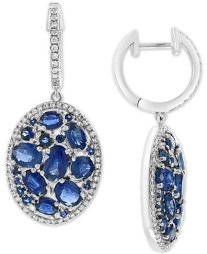 image of Effy Sapphire (6-1/6 ct.t.w) & Diamond (3/8 ct. t.w.) Statement Earrings in 14k White Gold