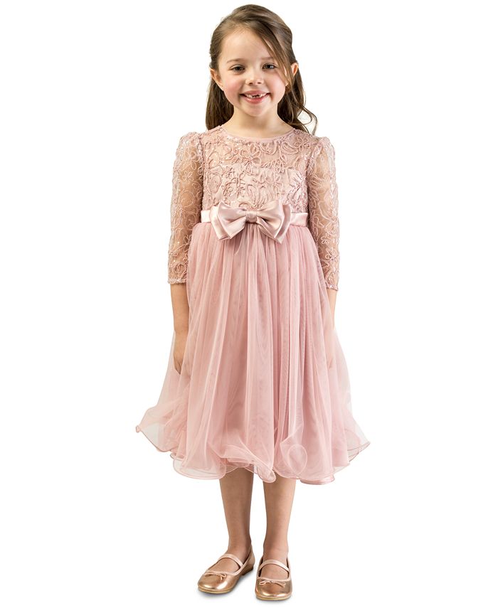 Bonnie Jean Little Girls Lace Bow Dress - Macy's