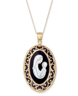 image of Onyx (30 x 22mm) & Mother-of-Pearl Mother & Child 18