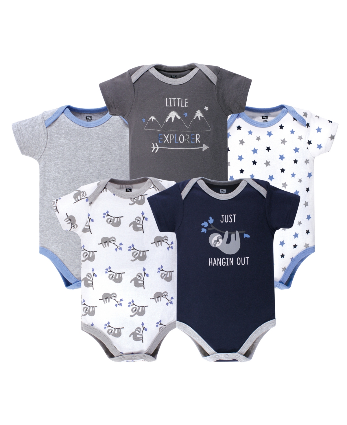 Hudson Baby Boys Multipack of 5 Comfortable Cotton Bodysuits