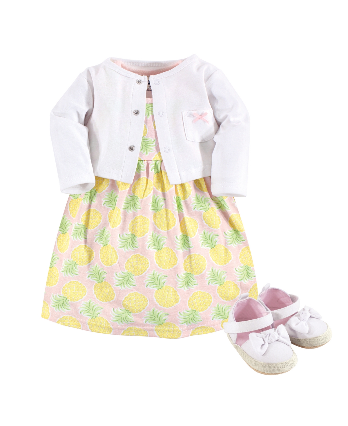 Hudson Baby Baby Girl Dress, Cardigan And Shoes Set In Yellow