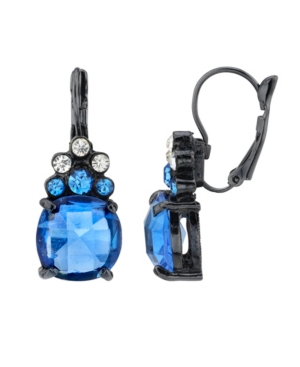 image of 2028 Black-Tone Crystal Drop Earrings