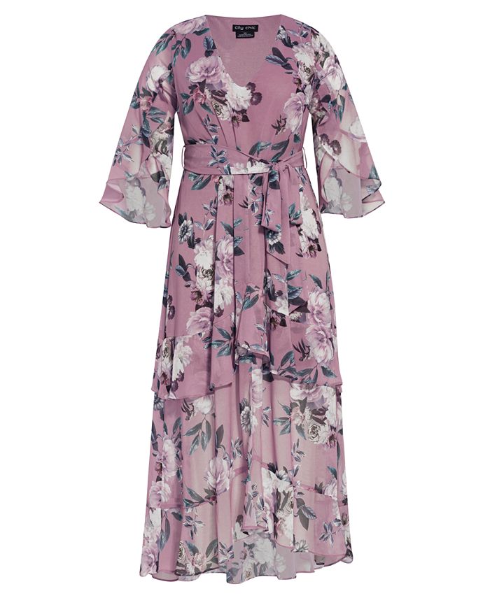 City Chic Trendy Plus Size Rosewater Floral-Print Maxi Dress - Macy's