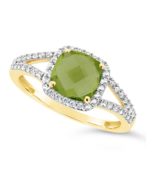 image of Peridot (1-7/8 ct. t.w.) and Created White Sapphire (1/4 ct. t.w.) Ring in 10k Yellow Gold