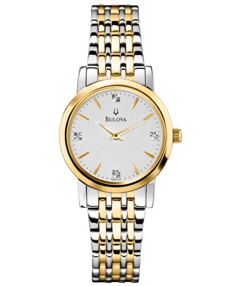 Женские часы Bulova с бриллиантами на стальном браслете 30мм 98P115