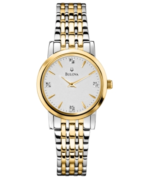 image of Bulova Women-s Diamond Accent Two-Tone Stainless Steel Bracelet Watch 30mm 98P115