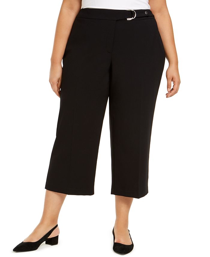 Alfani Plus Size Belted Hardware-Detail Culotte Pants, Created for Macy ...