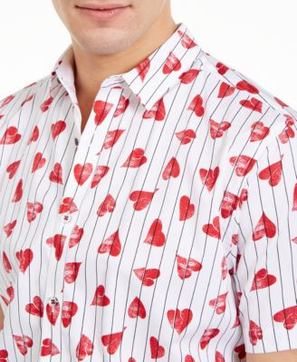 Chemise Homme INC International Concepts – Rouge à Rayures, Taille XL, Coton, Manches Longues