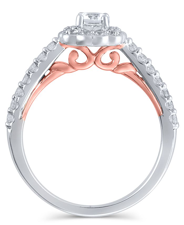 Macy's - Certified Diamond (1 ct. t.w.) Bridal Set in 14K White and Rose Gold