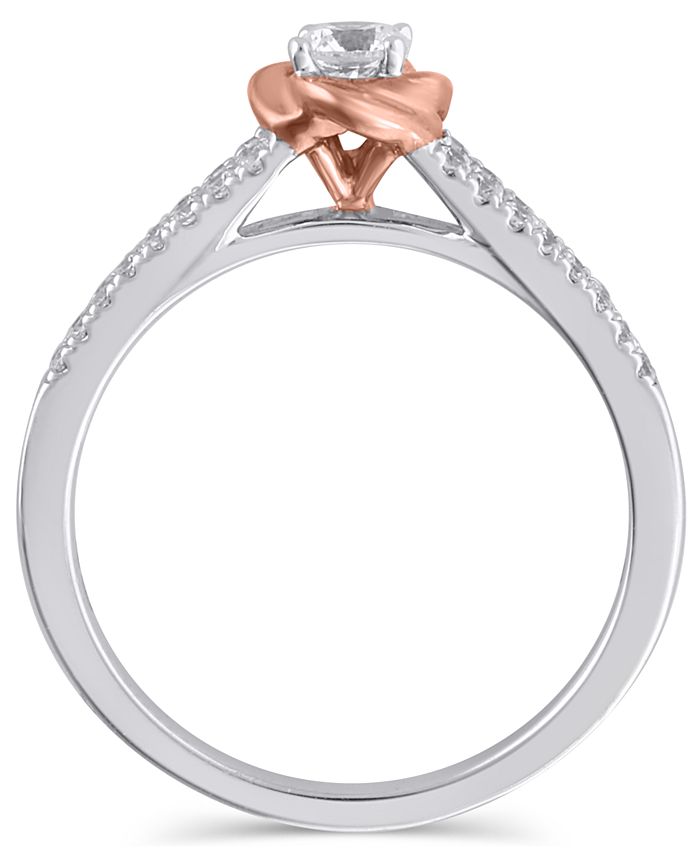 Macy's - Certified Diamond (1/2 ct. t.w.) Bridal Set in 14K White and Rose Gold