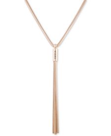 Gold-Tone Logo & Tassel Snake-Chain Lariat Necklace, 28" + 2" extender