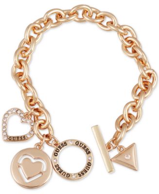 GUESS Bracciale Toggle Logo Con Charm A Cuore – Dorato – 19,1 Cm