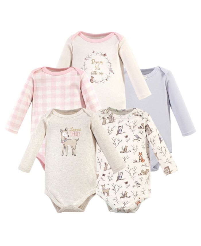 Hudson Baby Baby Girl Long Sleeve Bodysuits, 5 Pack & Reviews - All Baby - Kids - Macy's