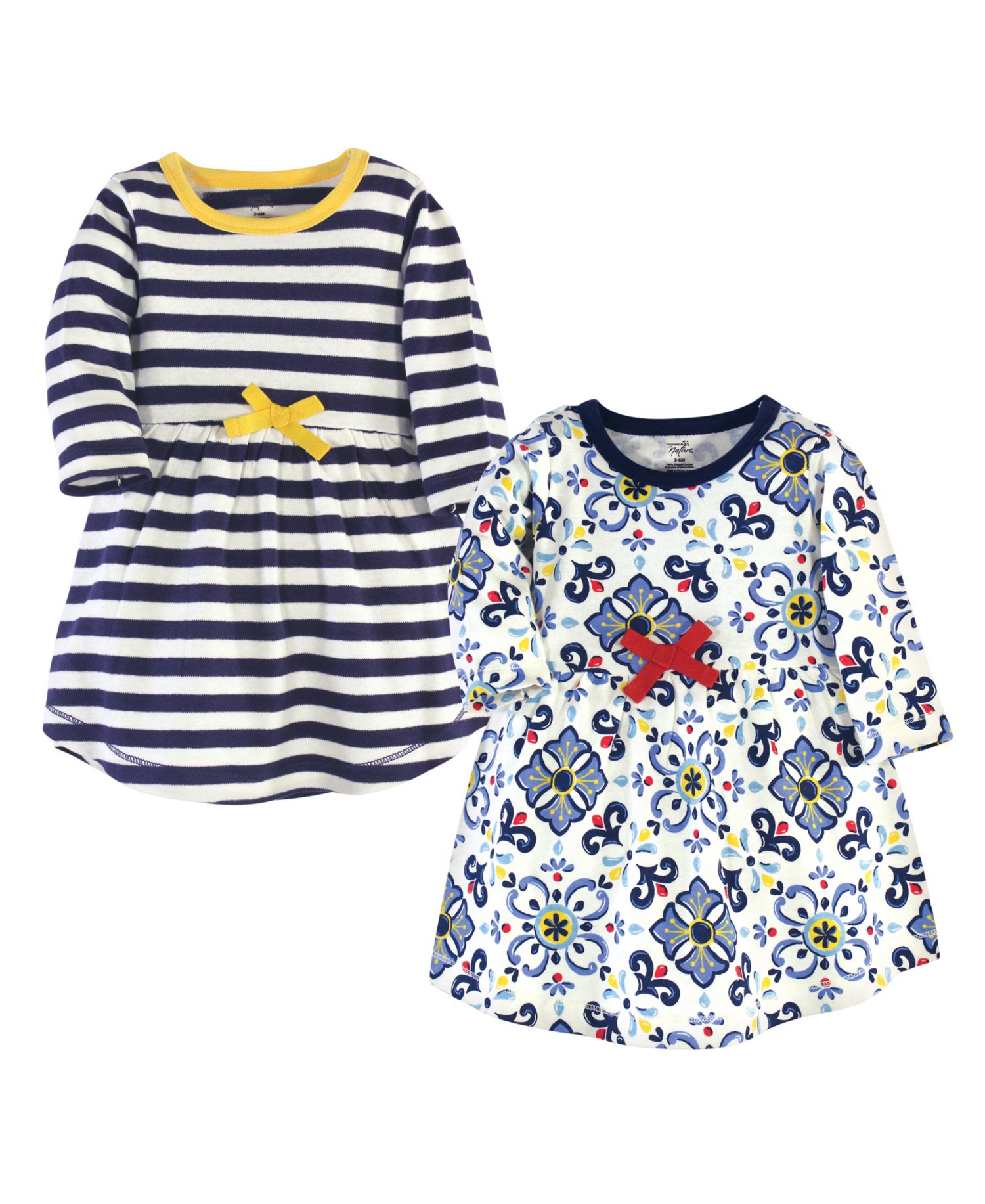 Baby Girls 2Pk Long Sleeve Natural Dresses
