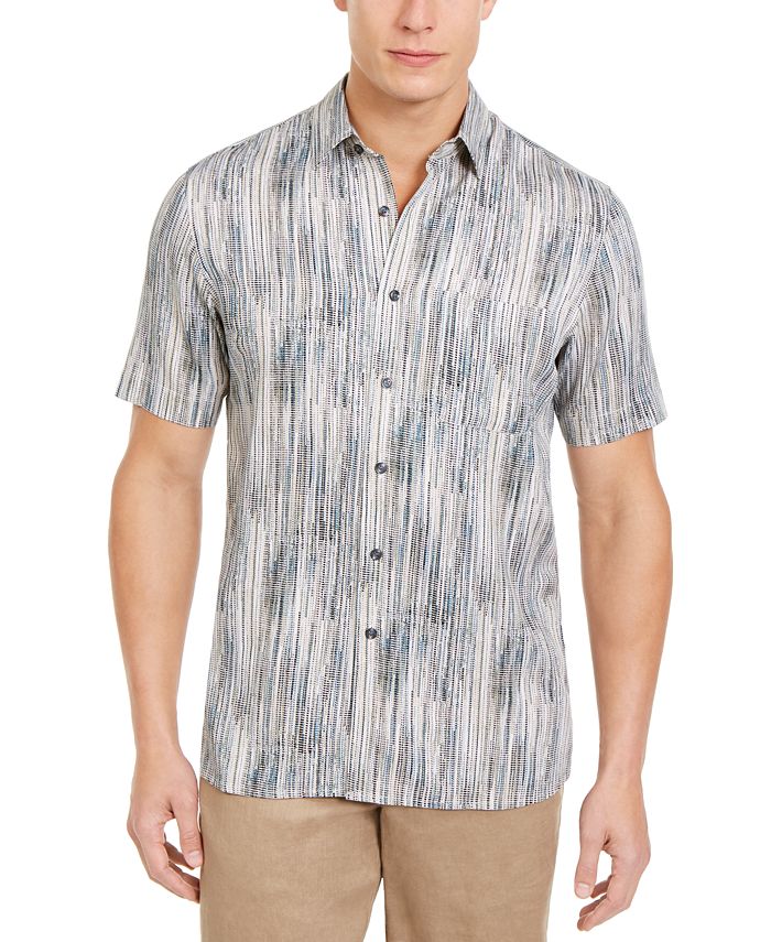 Tasso Elba Men's Abstract Stripe-Print Shirt, Created for Macy's 