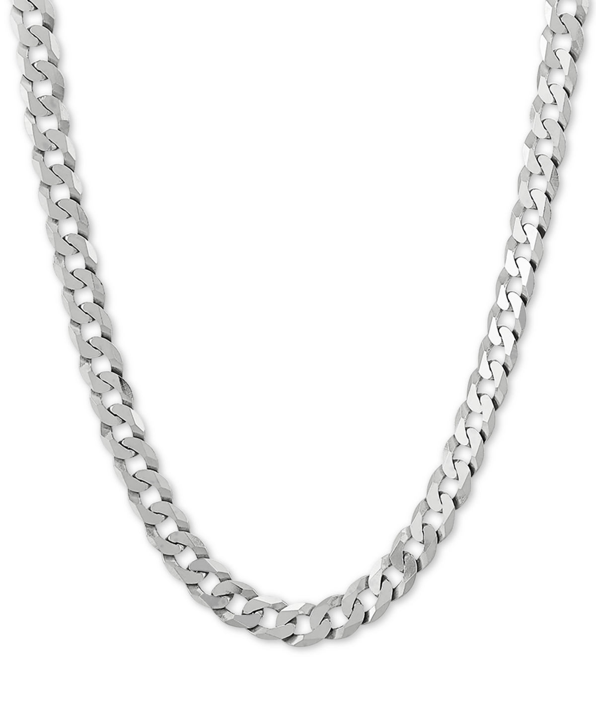 Curb Link 22" Chain Necklace (7mm) in Sterling Silver - Silver