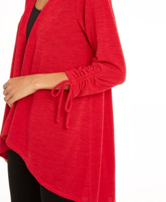 Open-Front Drawstring-Cuff Cardigan