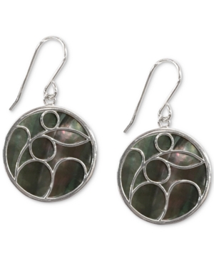 image of Mother-of-Pearl Decorated Drop Earrings in Sterling Silver