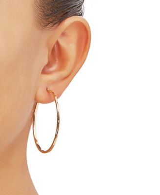 Medium Flat-Edge Hoop Earrings in 10k Gold (Also in 10k White Gold), 1-1/2"