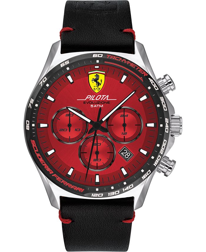 Ferrari Men s Pilota Evo Men s Black Leather Strap Watch 44mm Macy s