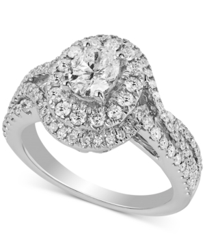 image of Diamond Oval Halo Engagement Ring (1-1/2 ct. t.w.) in 14k White Gold