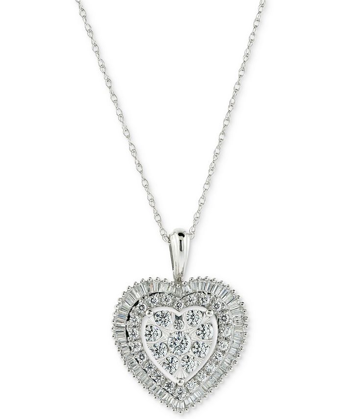 Diamond cluster heart sale necklace