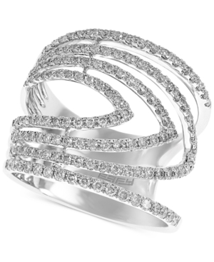image of Effy Diamond Chevron Multi-Row Statement Ring (7/8 ct. t.w.) in 14k White Gold