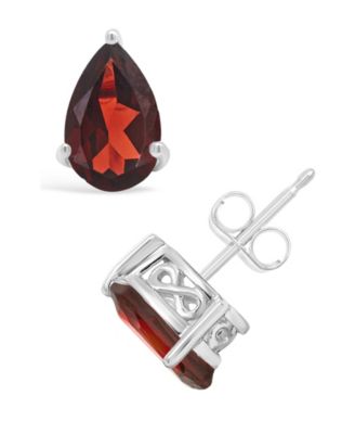 Pear-shape Gemstone Stud Earrings in Sterling Silver